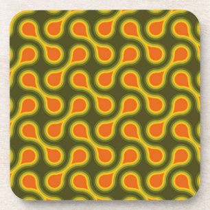 Funky 1970s Metaball Graphic Circle Barbell Green Coaster
