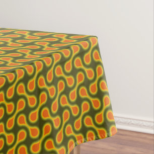 Funky 1970s Metaball Graphic Circle Barbell Green Tablecloth