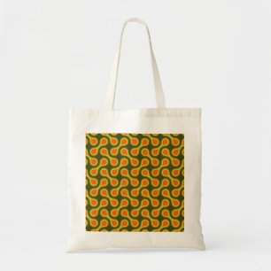 Funky 1970s Metaball Graphic Circle Barbell Green Tote Bag