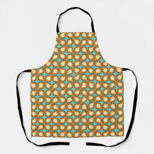 Funky 1970s Metaball Graphic Circle Barbell Orange Apron