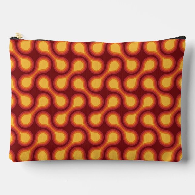 Funky 1970s Metaball Graphic Circle Barbell Reds Accessory Pouch (Front)