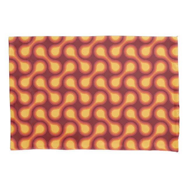 Funky 1970s Metaball Graphic Circle Barbell Reds Pillowcase (Front-Left)