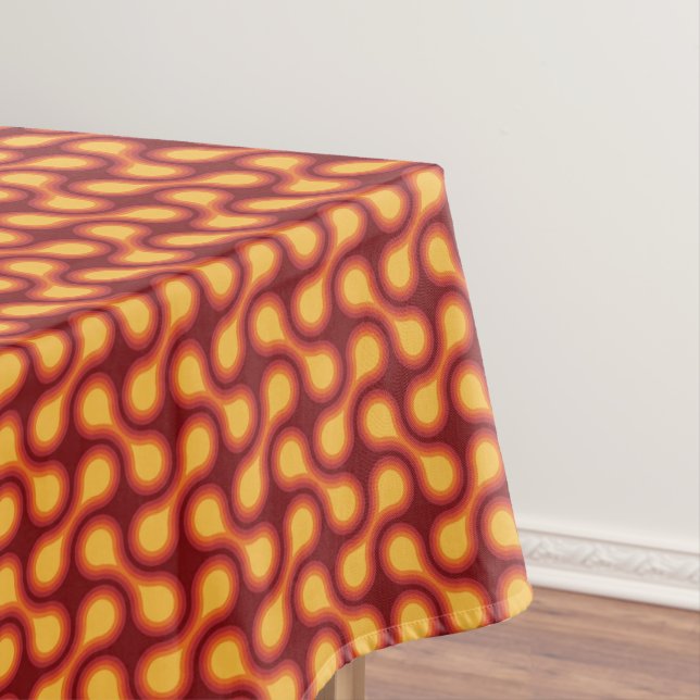 Funky 1970s Metaball Graphic Circle Barbell Reds Tablecloth (In Situ)