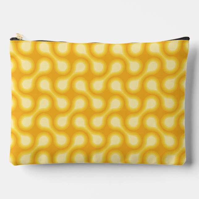 Funky 1970s Metaball Graphic Circle Barbell Yellow Accessory Pouch (Front)