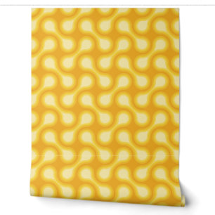 Funky 1970s Metaball Graphic Circle Barbell Yellow Wallpaper
