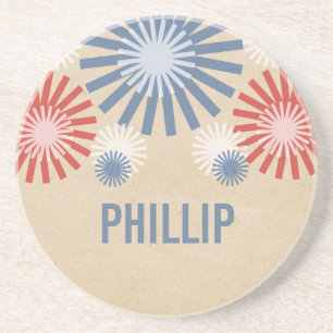 Funky 4th of July Fireworks Coaster