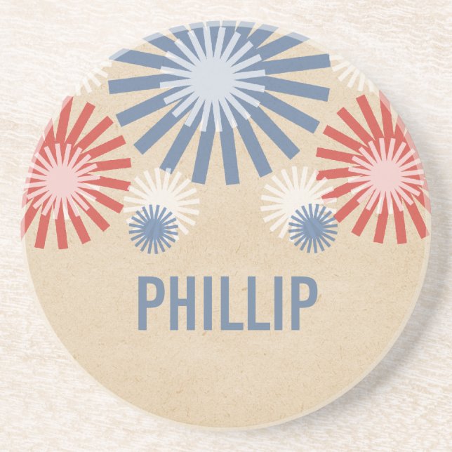 Funky 4th of July Fireworks Coaster (Front)