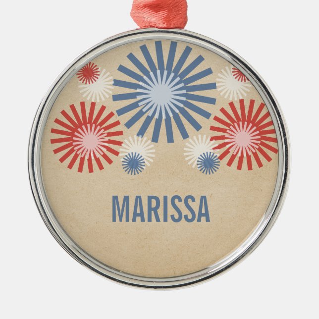 Funky 4th of July Fireworks Ornament (Front)