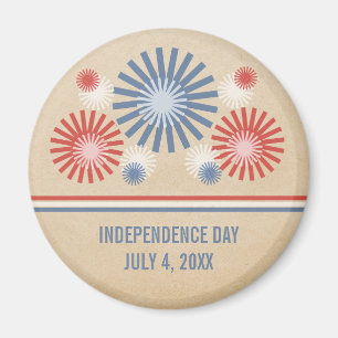 Funky 4th of July Fireworks & Stripes Magnet
