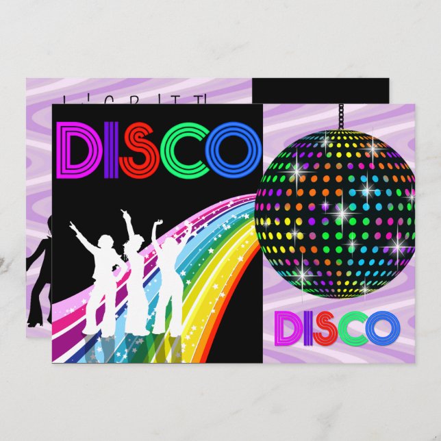 Funky 70's Theme Disco Birthday Party Invitation (Front/Back)