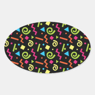 Funky 90's Retro Theme Oval Sticker