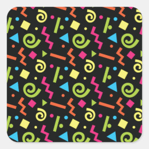 Funky 90's Retro Theme Square Sticker