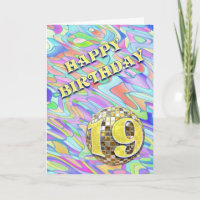 Funky abstract 19 birthday card