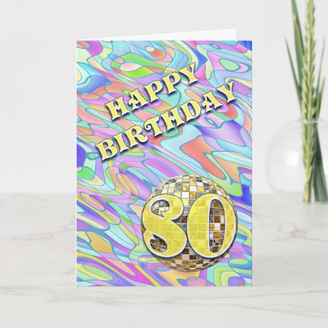 Funky abstract 80 birthday card (Front)