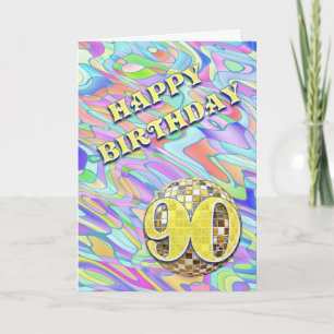 Funky abstract 90 birthday card