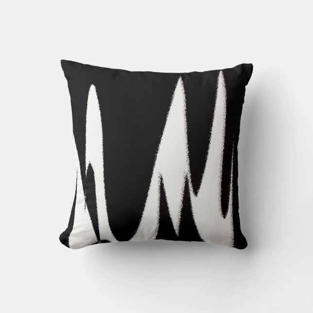 Funky Abstract Art Black White Cushion (Front)