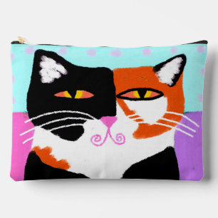 Funky Abstract Art Calico Cat Accessory Pouch