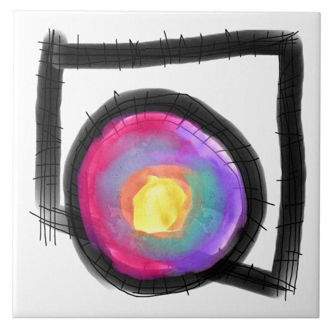 Funky Abstract Art Ceramic Tile (Front)
