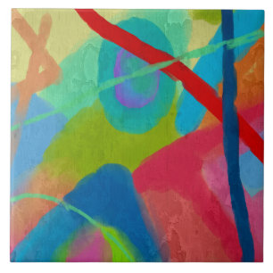 Funky Abstract Art Ceramic Tile