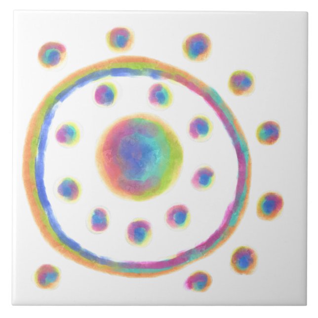 Funky Abstract Art Ceramic Tile (Front)