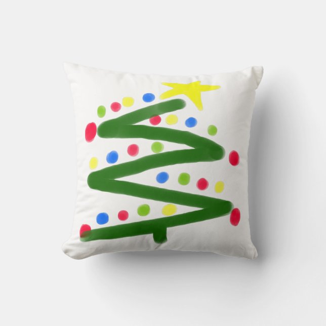 Funky Abstract Art Christmas Tree Cushion (Front)