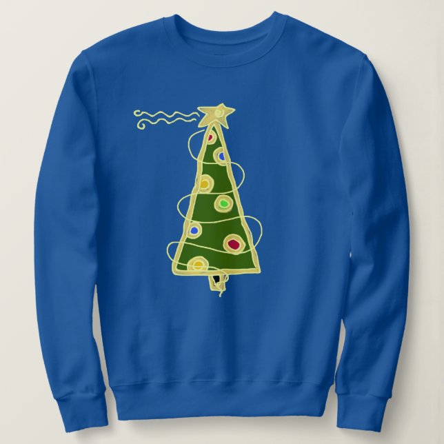 Funky Abstract Art Christmas Tree Sweatshirt (Design Front)