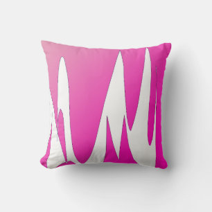 Funky Abstract Art Coral White Cushion