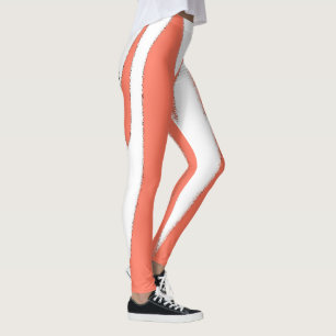 Funky Abstract Art Coral White Leggings