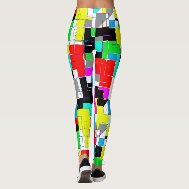 Funky Abstract Art Geometry Fearless Leggings (Back)