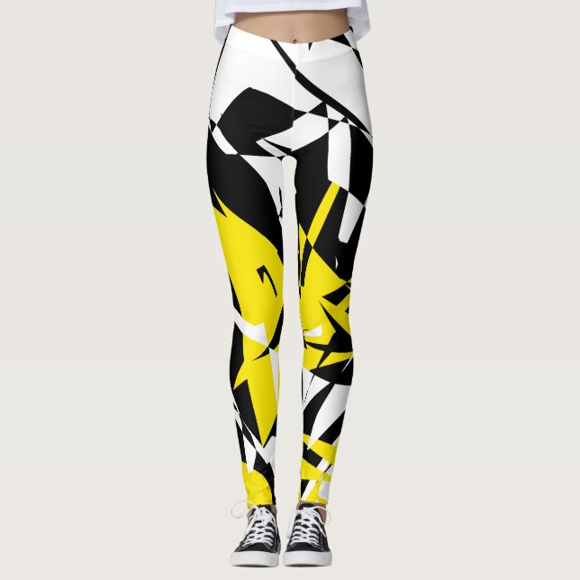 Funky Abstract Art Geometry Leggings (Front)