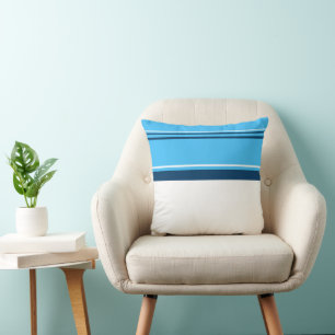 Funky Abstract Art Light Dark Blue White Cushion