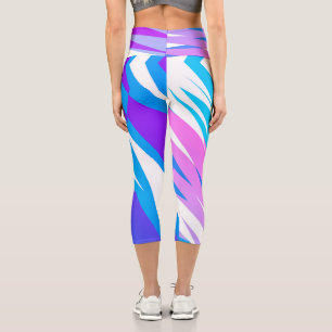 Funky Abstract Art Pastel Pink Purple Capri Leggings