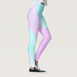 Funky Abstract Art Pink Turquoise Pastel Theme Leggings