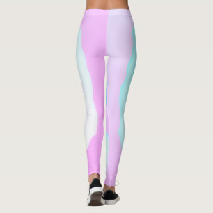 Funky Abstract Art Pink Turquoise Pastel Theme Leggings