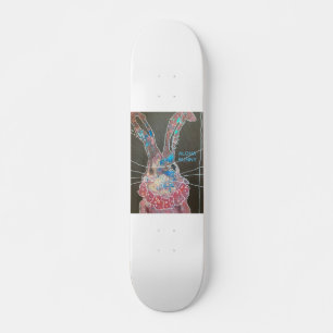 Funky abstract art rabbit bunny skateboard deck