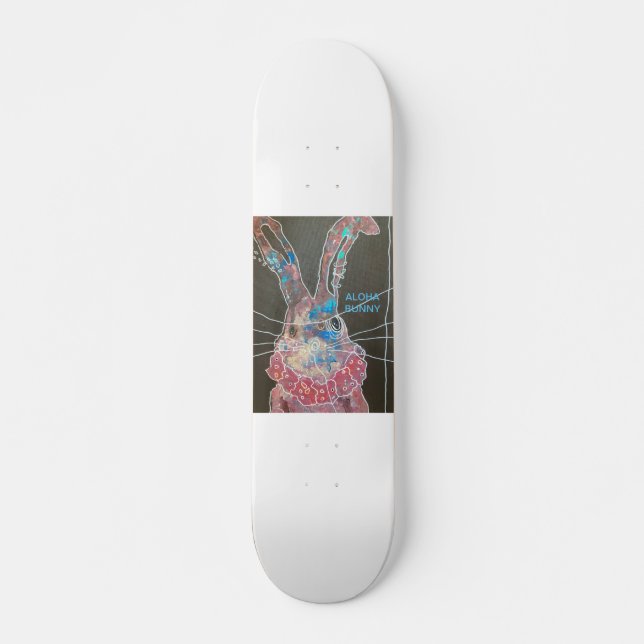 Funky abstract art rabbit bunny skateboard deck (Front)