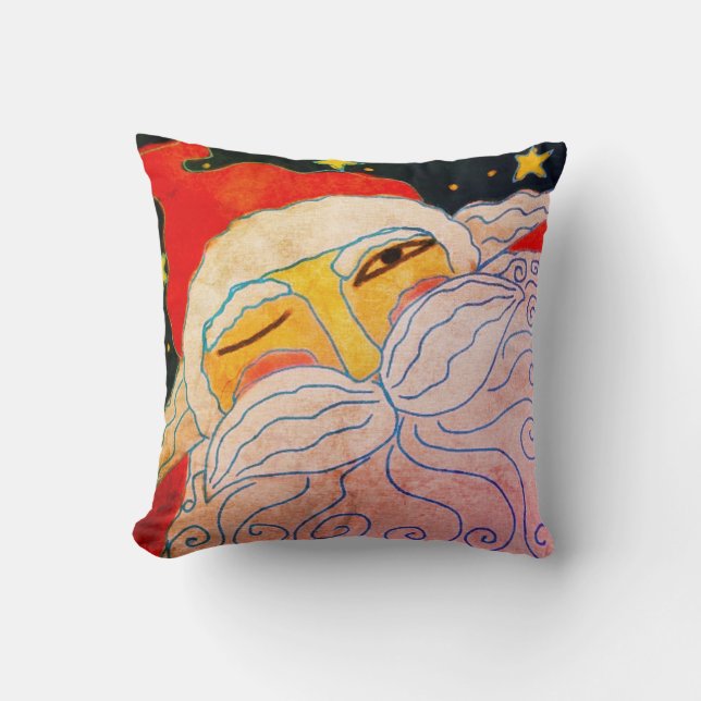 Funky Abstract Art Santa Claus Cushion (Front)
