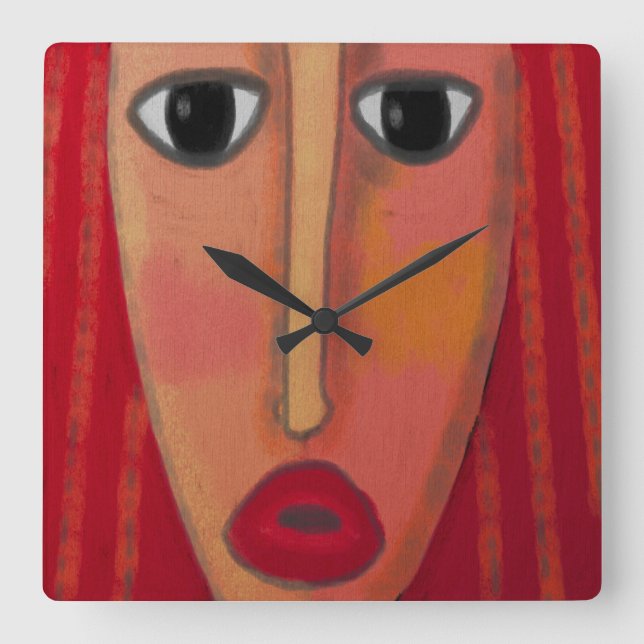 Funky Abstract Art Square Wall Clock (Front)