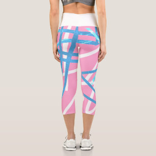 Funky Abstract Art Turquoise Blue Pink Leggings