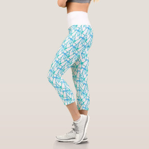 Funky Abstract Art Turquoise Green White Leggings