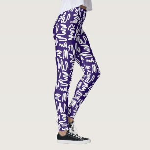 Funky Abstract Art White Blue Leggings