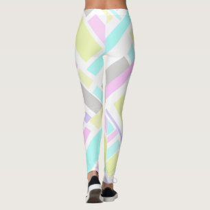 Funky Abstract Art Yellow Turquoise Pale Pastel Leggings