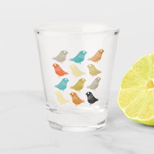 Funky Abstract Birds Mid Century Modern Shot Glass