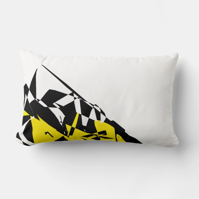 Funky Abstract Black Yellow Pattern Pillow Cushion (Front)