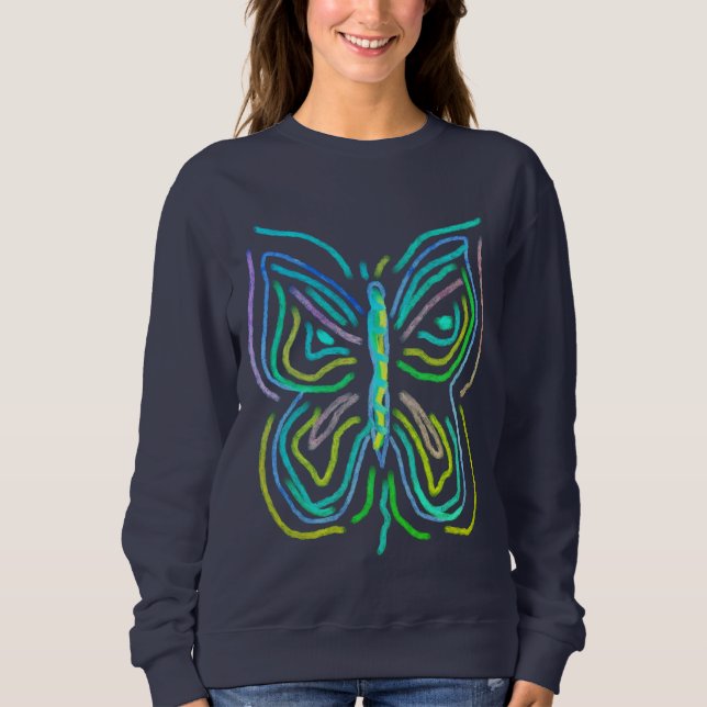 Funky Abstract Butterfly Art to Wear Sweatshirt (Front)