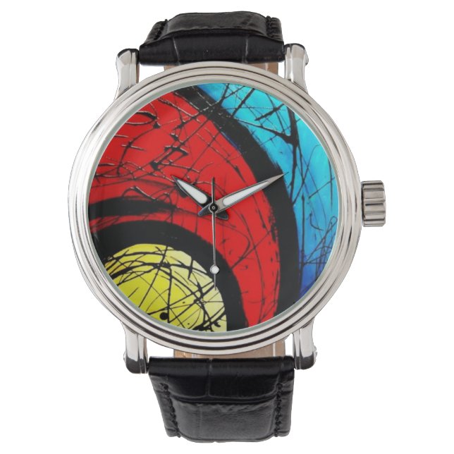 Funky Abstract Circles Art Watch (Front)