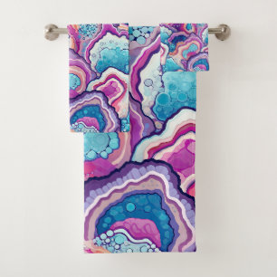 Funky Abstract Colorful Pattern Bathroom Bath Towel Set