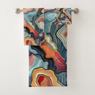 Funky Abstract Colourful Pattern Bathroom  Bath Towel Set