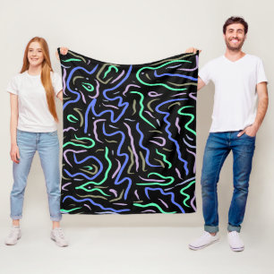 Funky Abstract Digital Art Fleece Blanket