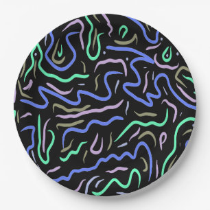 Funky Abstract Digital Art Paper Plate